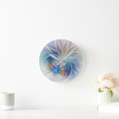 Blumenfantasie, buntes Abstraktes Fraktal Blume Runde Wanduhr (Zuhause)