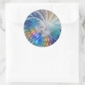 Blumenfantasie, buntes Abstraktes Fraktal Blume Runder Aufkleber (Tasche)