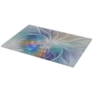 Blumenfantasie, buntes Abstraktes Fraktal Blume Schneidebrett