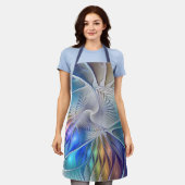 Blumenfantasie, buntes Abstraktes Fraktal Blume Schürze (Getragen)