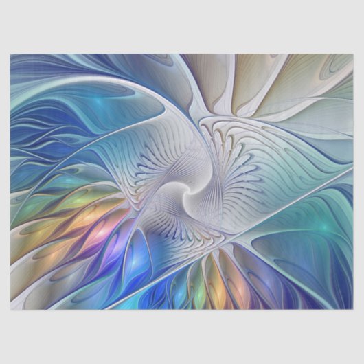 Blumenfantasie, buntes Abstraktes Fraktal Blume Seidenpapier (Vorderseite)