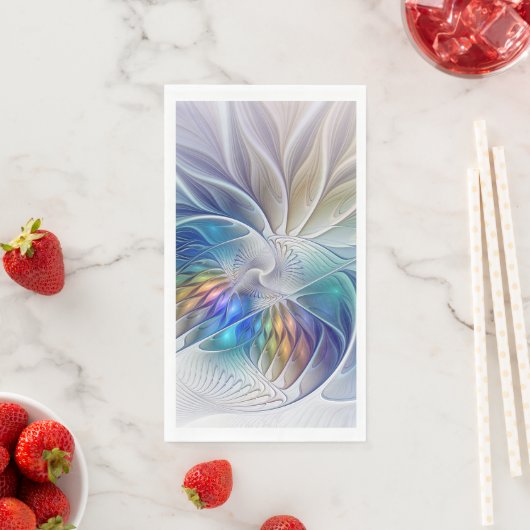 Blumenfantasie, buntes Abstraktes Fraktal Blume Serviette (Beispiel)