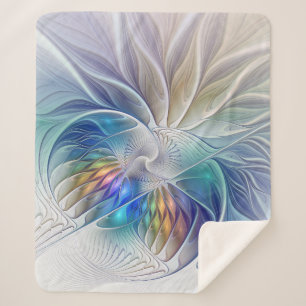 Blumenfantasie, buntes Abstraktes Fraktal Blume Sherpadecke