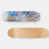 Blumenfantasie, buntes Abstraktes Fraktal Blume Skateboard (Horizontal)