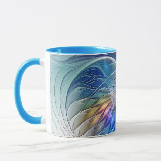 Blumenfantasie, buntes Abstraktes Fraktal Blume Tasse (Links)