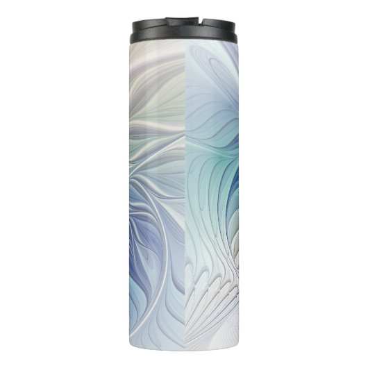 Blumenfantasie, buntes Abstraktes Fraktal Blume Thermosbecher (Rückseite)