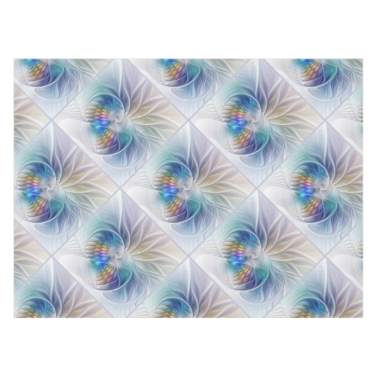 Blumenfantasie, buntes Abstraktes Fraktal Blume Tischdecke (Vorderseite (Horizontal))