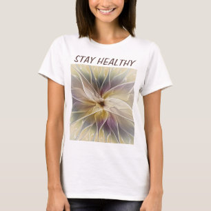 Blumenfantasie Eggpflanze Abstraktes Fraktal Eigen T-Shirt