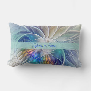 Blumenfantasie, farbenfrohe Abstrakte Blume Name Lendenkissen