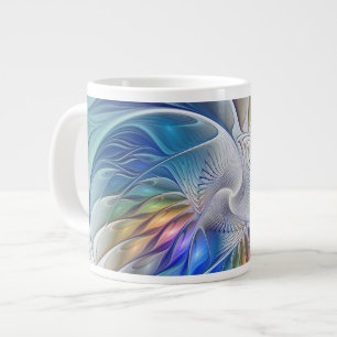 Blumenfantasie, farbenfrohe abstrakte Fraktalblume Jumbo-Tasse
