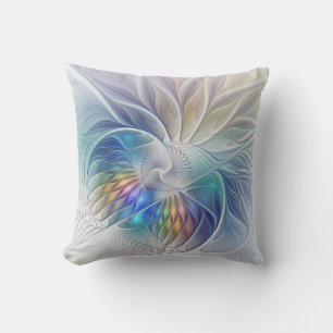 Blumenfantasie, farbenfrohe abstrakte Fraktalblume Kissen