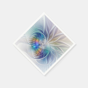 Blumenfantasie, farbenfrohe abstrakte Fraktalblume Serviette