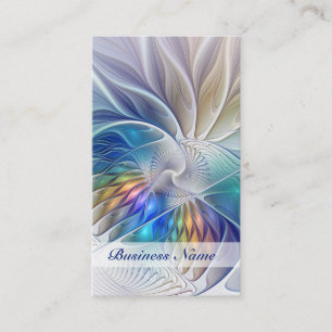 Blumenfantasie, farbenfrohe abstrakte Fraktalblume Visitenkarte