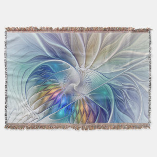 Blumenfantasie, farbenfrohe abstrakte fraktale Blu Decke