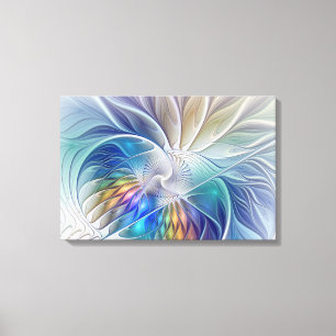 Blumenfantasie, farbenfrohe abstrakte fraktale Blu Leinwanddruck