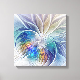 Blumenfantasie, farbenfrohe abstrakte fraktale Blu Leinwanddruck