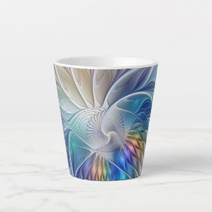 Blumenfantasie, farbenfrohe abstrakte fraktale Blu Milchtasse