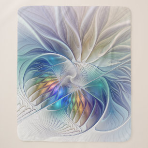 Blumenfantasie, farbenfrohe abstrakte fraktale Blu Sherpadecke
