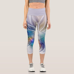Blumenfantasie, farbiges Abstraktes Fraktal Blume Capri Leggings
