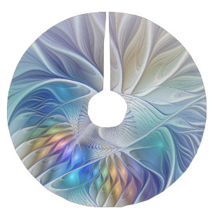Blumenfantasie, farbiges Abstraktes Fraktal Blume Polyester Weihnachtsbaumdecke
