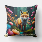 "Blumenfantasie mit Fuchs" Kissen (Vorderseite)