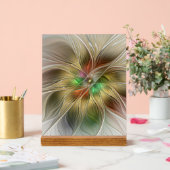 Blumenfantasie mit Gold Modernes Abstraktes Frakta Acrylschild (Hochzeit)