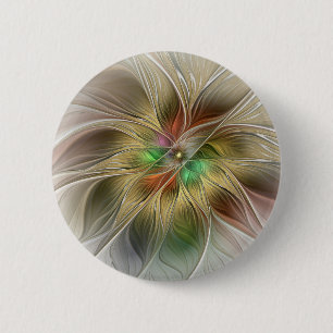 Blumenfantasie mit Gold Modernes Abstraktes Frakta Button