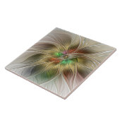 Blumenfantasie mit Gold Modernes Abstraktes Frakta Fliese (Seite)