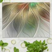 Blumenfantasie mit Gold Modernes Abstraktes Frakta Geschirrtuch (Gefaltet)