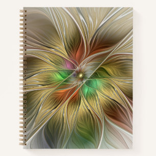 Blumenfantasie mit Gold Modernes Abstraktes Frakta Notizblock