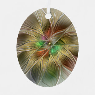 Blumenfantasie mit Gold Modernes Abstraktes Frakta Ornament Aus Metall