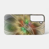 Blumenfantasie mit Gold Modernes Abstraktes Frakta Samsung Galaxy Hülle (Rückseite (Horizontal))