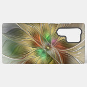 Blumenfantasie mit Gold Modernes Abstraktes Frakta Samsung Galaxy Hülle (Rückseite (Horizontal))