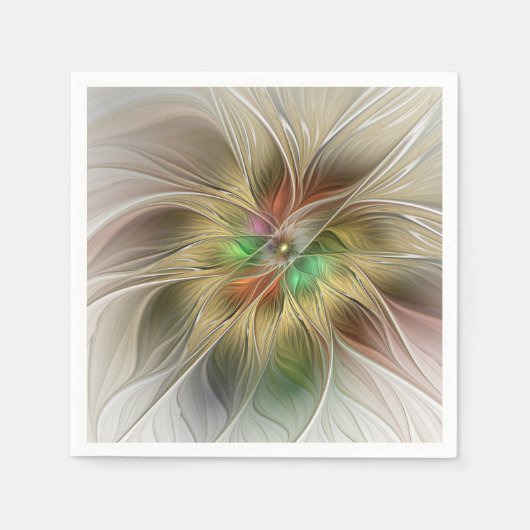 Blumenfantasie mit Gold Modernes Abstraktes Frakta Serviette (Vorderseite)