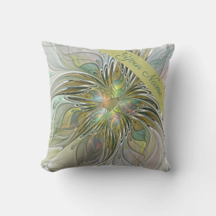Blumenfantasie Moderne Blume mit Goldname Kissen