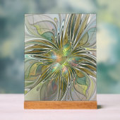 Blumenfantasie Modernes Fraktal Blume mit Gold Acrylschild (Neutral)