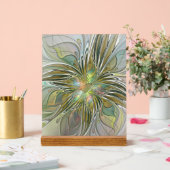 Blumenfantasie Modernes Fraktal Blume mit Gold Acrylschild (Hochzeit)