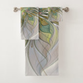 Blumenfantasie Modernes Fraktal Blume mit Gold Badhandtuch Set (Insitu)