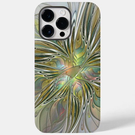 Blumenfantasie Modernes Fraktal Blume mit Gold Case-Mate iPhone Hülle (Rückseite)