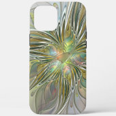 Blumenfantasie Modernes Fraktal Blume mit Gold Case-Mate iPhone Hülle (Rückseite)