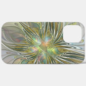 Blumenfantasie Modernes Fraktal Blume mit Gold Case-Mate iPhone Hülle (Rückseite (Horizontal))