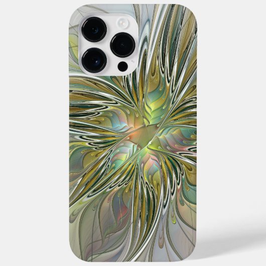 Blumenfantasie Modernes Fraktal Blume mit Gold Case-Mate iPhone Hülle (Rückseite)