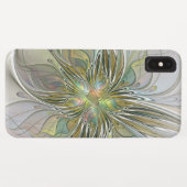 Blumenfantasie Modernes Fraktal Blume mit Gold Case-Mate iPhone Hülle (Rückseite (Horizontal))