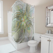 Blumenfantasie Modernes Fraktal Blume mit Gold Duschvorhang (Beispiel)