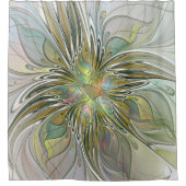 Blumenfantasie Modernes Fraktal Blume mit Gold Duschvorhang (Vorderseite)