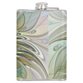 Blumenfantasie Modernes Fraktal Blume mit Gold Flachmann (Rückseite)