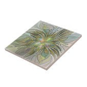 Blumenfantasie Modernes Fraktal Blume mit Gold Fliese (Seite)