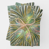 Blumenfantasie Modernes Fraktal Blume mit Gold Geschenkpapier Set (Beispiel)