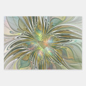 Blumenfantasie Modernes Fraktal Blume mit Gold Geschenkpapier Set (Vorderseite 2)