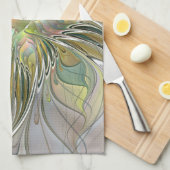 Blumenfantasie Modernes Fraktal Blume mit Gold Geschirrtuch (Viertel Falte)